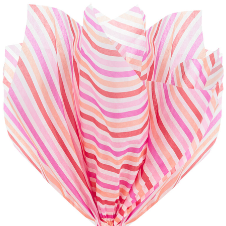 Pink and Orange Diagonal Stripes Tissue Paper, 4 sheets