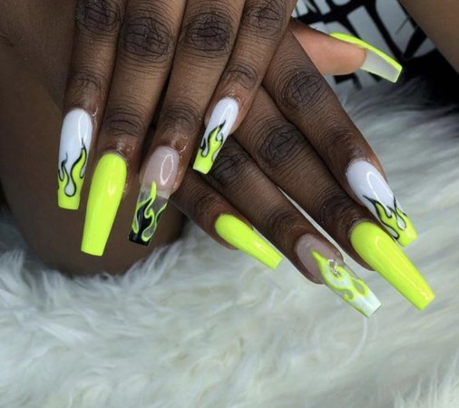 neon green coffin nails