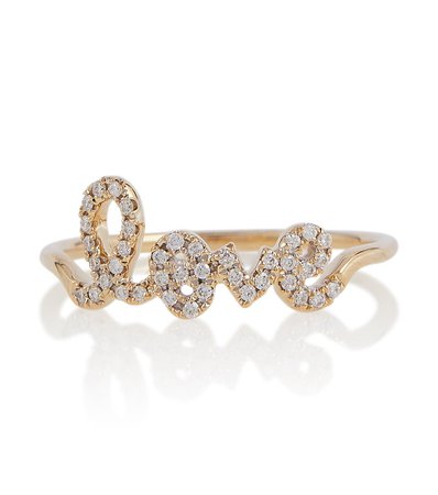 Sydney Evan - Love 14kt gold and pavé diamond ring | Mytheresa