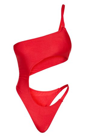 Red Cut Out Mini Ring Swimsuit | Swimwear | PrettyLittleThing USA
