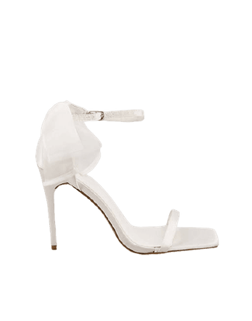 Truffle Collection bridal barely there sandals with bow back in white
