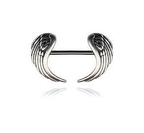 Steel Angel Wings Nipple Bar 1.6mm x 12mm – beauty spot warehouse
