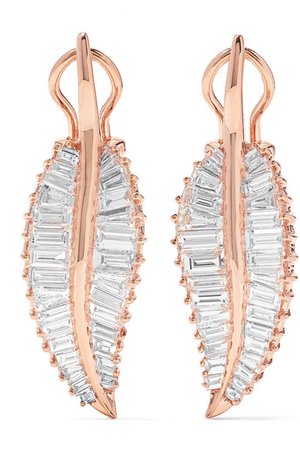 Anita Ko | Palm Leaf 18-karat rose gold diamond earrings | NET-A-PORTER.COM