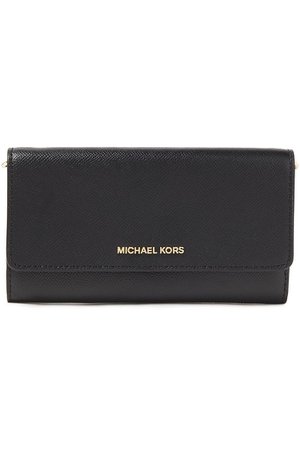 Black Logo-embellished textured-leather continental wallet | Sale up to 70% off | THE OUTNET | MICHAEL MICHAEL KORS | THE OUTNET