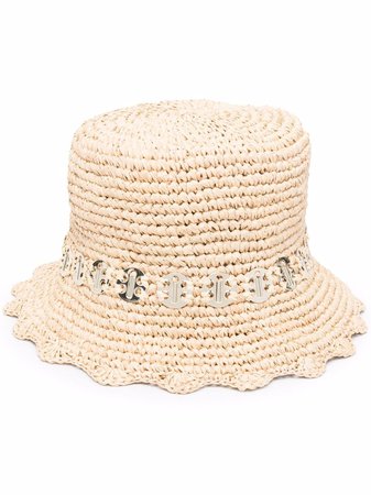 Shop Paco Rabanne embellished sun hat with Express Delivery - FARFETCH