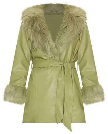 Show Me Your Mumu Penny Lane Faux Leather Jacket in Sage | REVOLVE