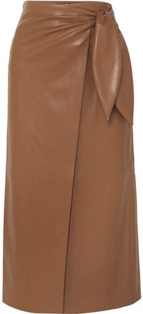 Amas Vegan Leather Wrap Skirt - Brown
