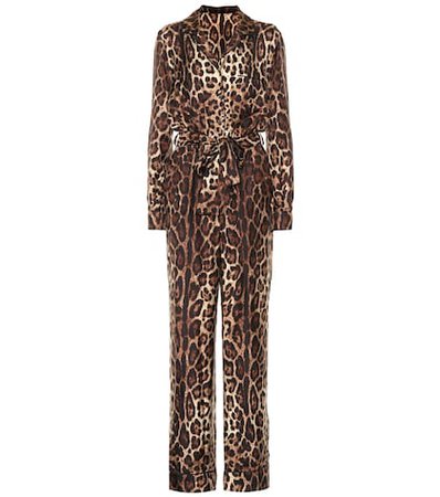 Leopard-print silk jumpsuit