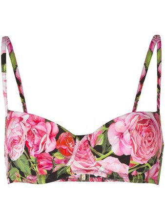 Dolce & Gabbana rose print bikini top.