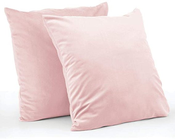 Amazon.com: mDesign Decorative Hypoallergenic Polyester Velvet Square Throw Pillow Cover - Protects Pillows, Use on Beds, Sofas, Couches - 18 Inches x 18 Inches, Pack of 2 - Blush/Pink: Home & Kitchen