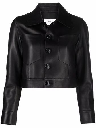 AMI Paris Buttoned Leather Jacket - Farfetch