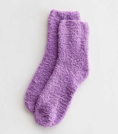 Purple Fluffy Socks | New Look