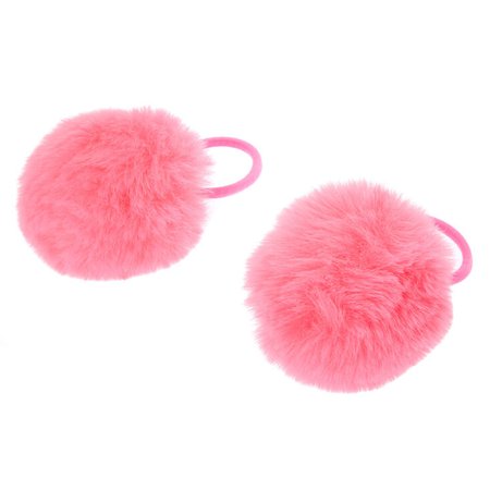 Pom Pom Hair Ties - Neon Pink, 2 Pack | Claire's US