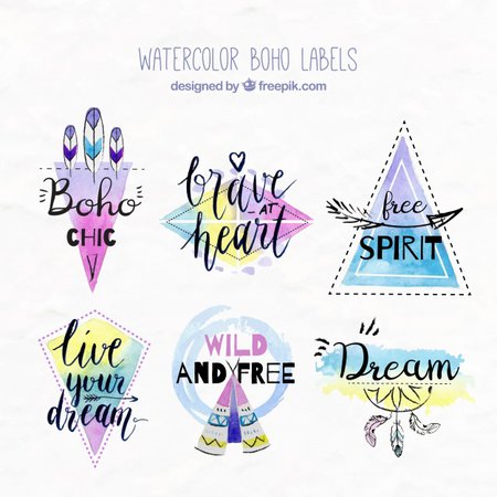 Free Vector | Watercolor boho stickers with inspiring messages