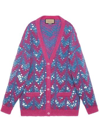 Gucci Sequinned chevron-knit Cardigan - Farfetch