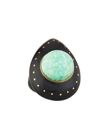 Ashley Pittman Mageuzi Teardrop Dark Horn & Turquoise Ring