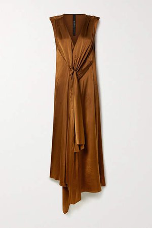 Aria Draped Silk-blend Satin Dress - Copper