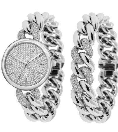 Kendall and Kylie silver chain link watch