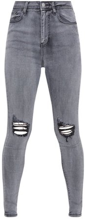 PLT grey 5 pocket knee rip skinny jeans