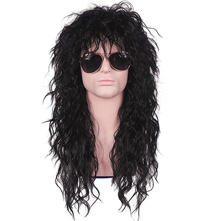 Amazon.com : ColorGround Long Curly 80s Men Fashion Smart Rocker Style Wig : Beauty & Personal Care