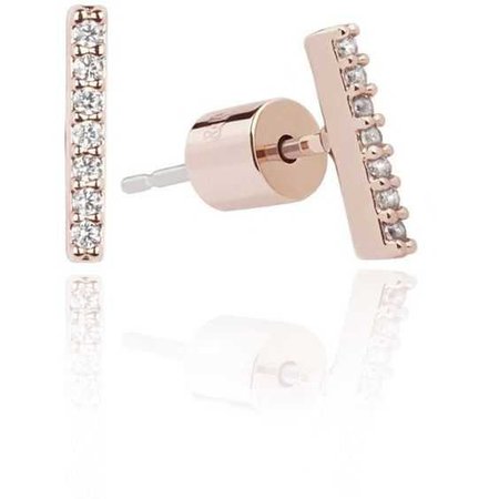 Rose Gold Diamante Small Bar Stud Earrings