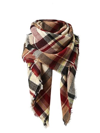 American Trends Women's Fall Winter Scarf, Classic Tassel Plaid, Warm Soft Chunky Blanket Wrap Shawl Scarves, Large, Pink/Beige/Red/Black/Brown at Amazon Women’s Clothing store