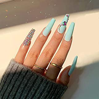 Amazon.com: Blue Coffin Press On Nails, Long Ballerina Fake Nails False Nails, Press On Nails with Designs, Glue On Nails, 30PCS Press Ons Full Size for Women Girls : Beauty & Personal Care