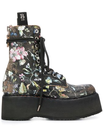R13 floral-print Chunky Sole Boots - Farfetch