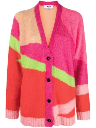 MSGM intarsia-knit Oversize Cardigan - Farfetch