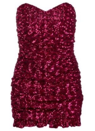 sequin mini dress strapless 80s red purple