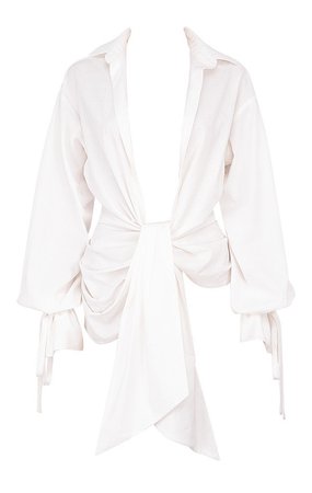 Clothing : Tops : 'Paige' White Draped Cotton Shirt