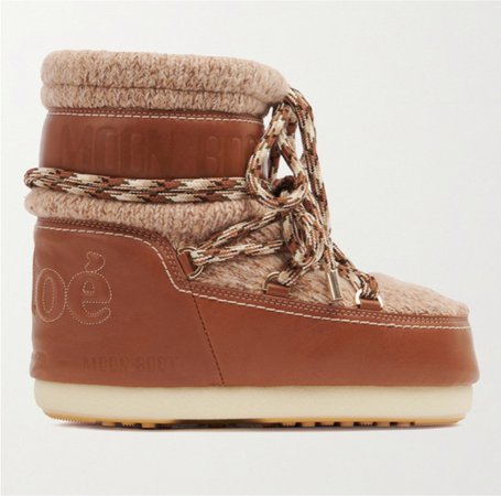Chloé + Moon Boots Leather Wool Moon Boots