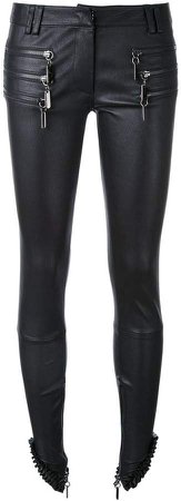 zip detail leather trousers