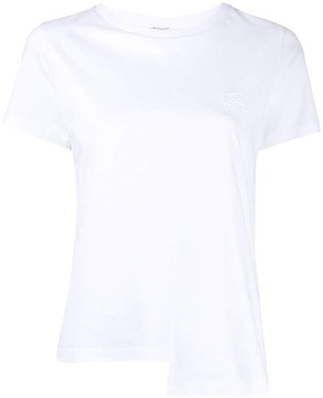 asymmetric hemline embroidered logo T-shirt