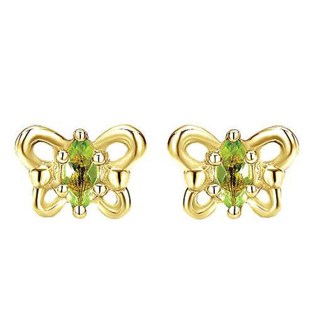 14k Yellow Gold Peridot Butterfly Stud Earrings | EG10052Y4JPE | Gabriel & Co