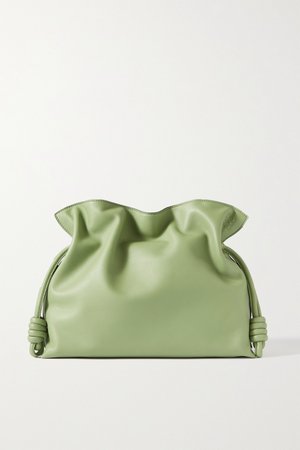 Green Flamenco leather clutch | Loewe | NET-A-PORTER