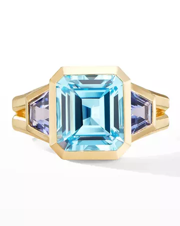 David Yurman Novella 18k 3-Stone Ring w/ Blue Topaz & Tanzanite, Size 7 | Neiman Marcus