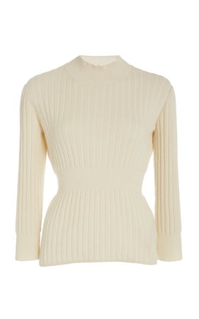 Ribbed Mock Neck Cashmere Silk Sweater by Brock Collection | Moda Operandi