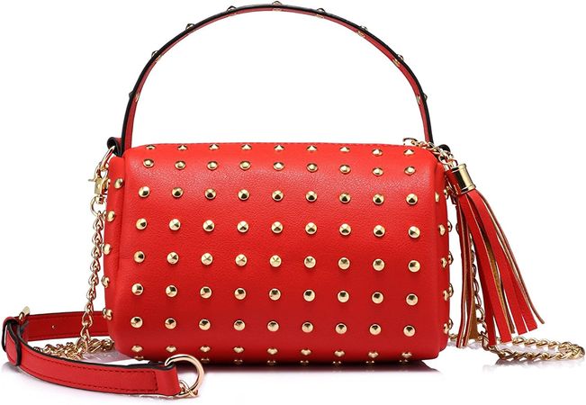Shoulder Bag Small Side Purse Mini Clutch with Bling Rivets Red: Handbags: Amazon.com