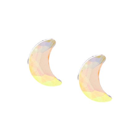 Sterling Silver Iridescent Moon Stud Earrings | Claire's US