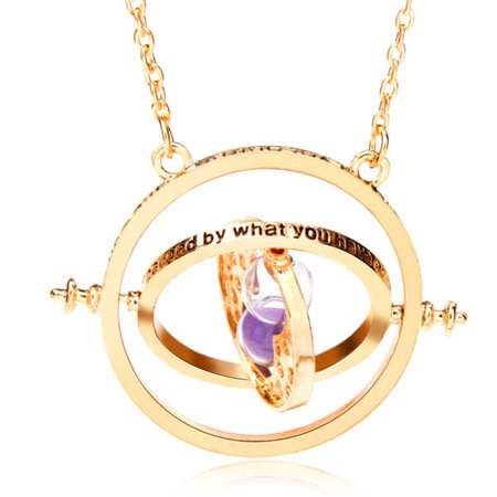 Personalized Gold Rotating Hourglass Time Turner Charm Necklaces for Women - NewChic