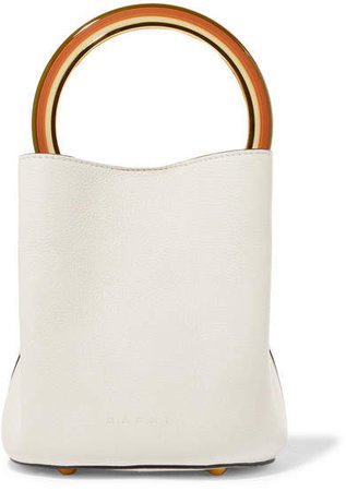 Pannier Small Leather Bucket Bag - White