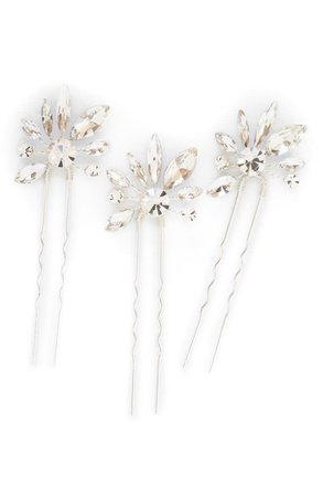Brides & Hairpins Noa Set of 3 Crystal Hair Pins | Nordstrom