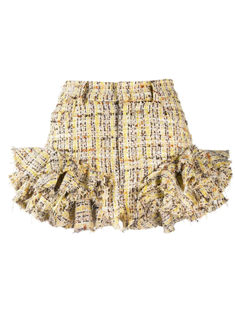 Natasha Zinko Tweed Short Shorts In Yellow | ModeSens
