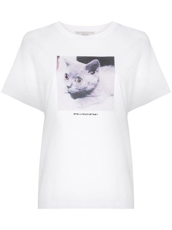 White Stella McCartney Cat Print T-shirt | Farfetch.com