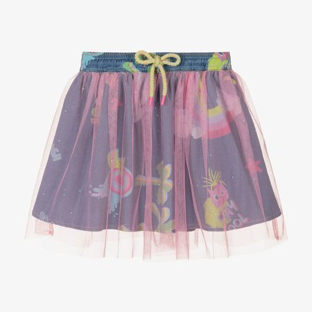 Billieblush - Girls Blue Cotton Chambray Tulle Skirt | Childrensalon Outlet