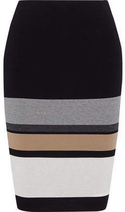Striped Stretch-knit Pencil Skirt