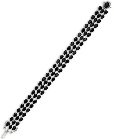 Macy's Black Sapphire Three-Row Bracelet in Sterling Silver