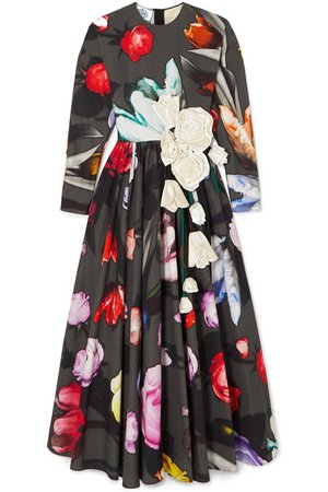 Prada | Appliquéd floral-print cotton-sateen gown | NET-A-PORTER.COM