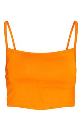 Orange Strappy Jersey Crop Top | Tops | PrettyLittleThing